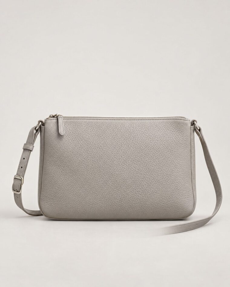 Grey Grained Crossbody