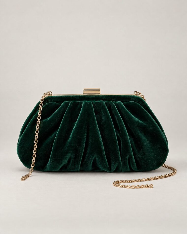 Emerald Velvet Clutch