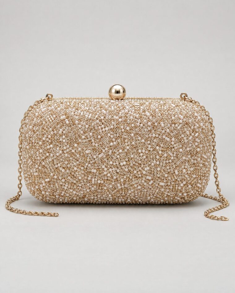 Champagne Beaded Clutch
