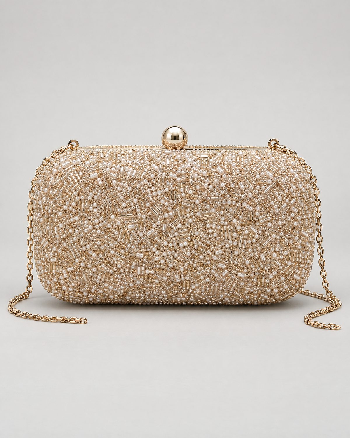 Champagne Beaded Clutch