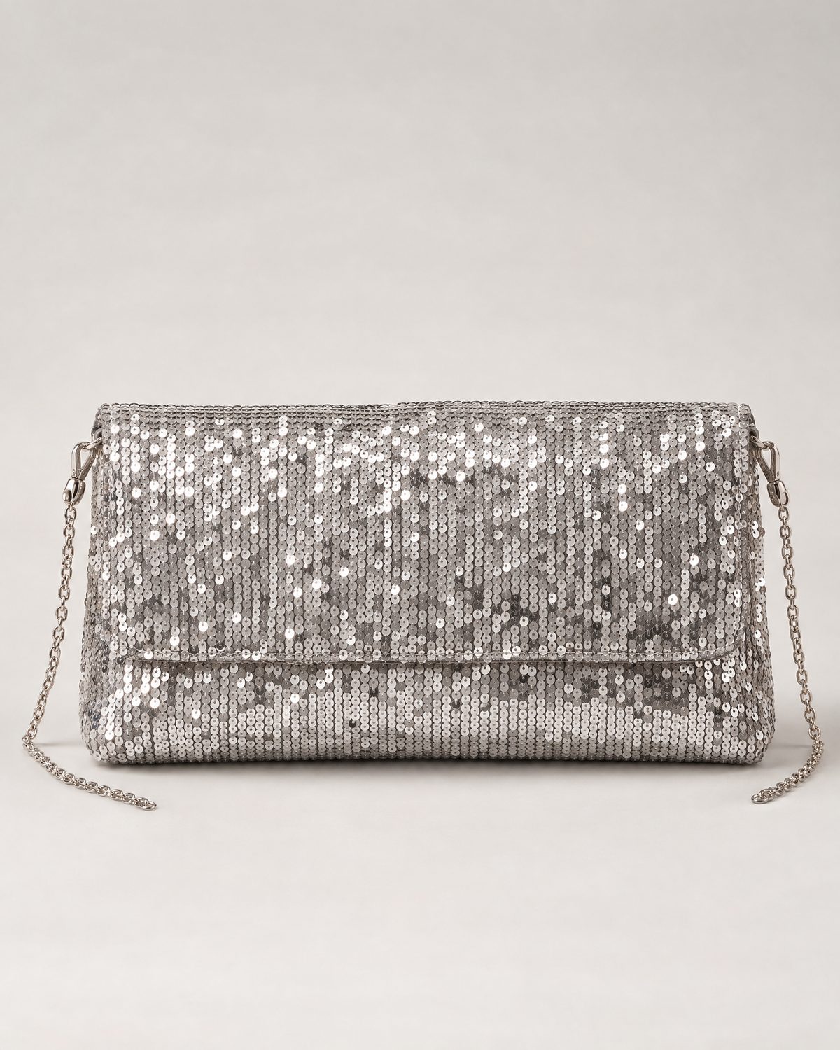 Silver Sequin Clutch
