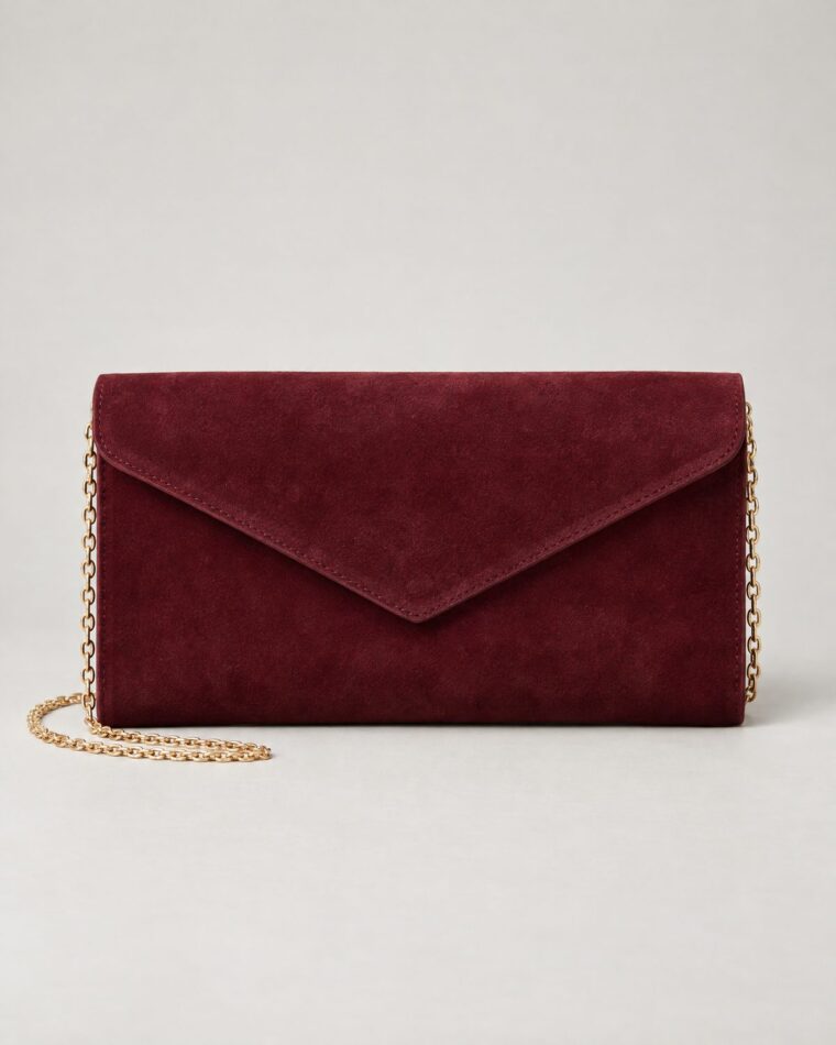 Burgundy Suede Clutch