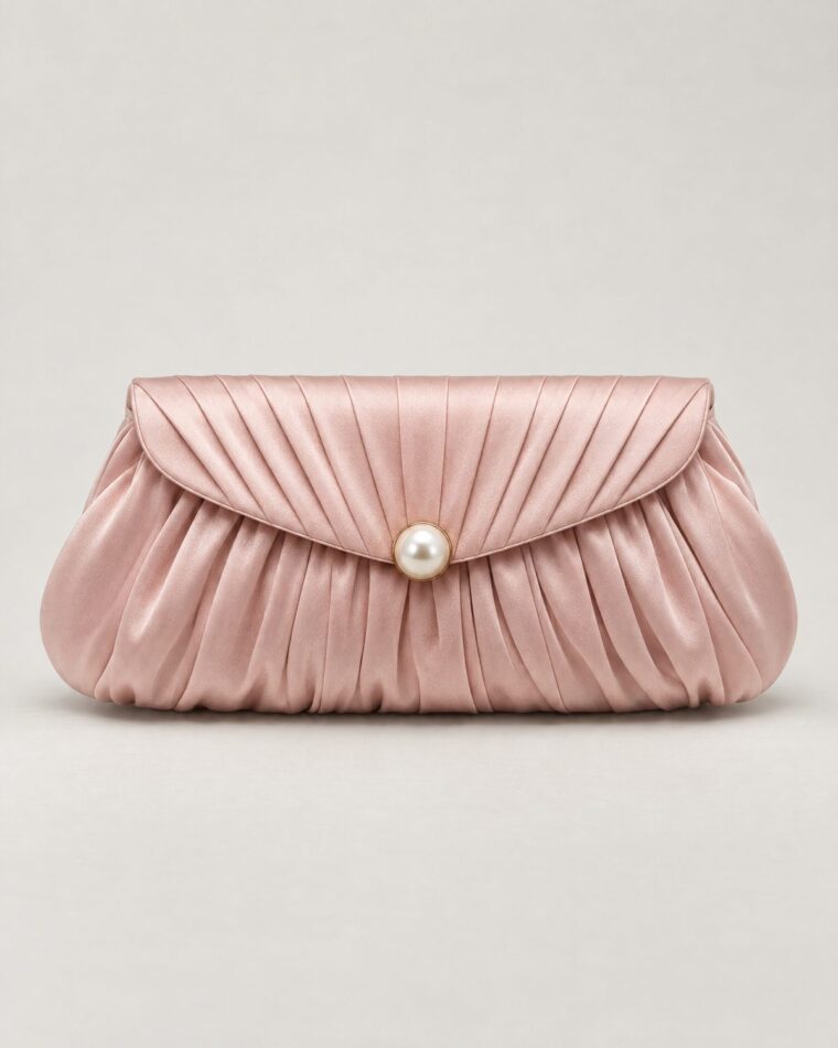 Blush Silk Pearl Clutch
