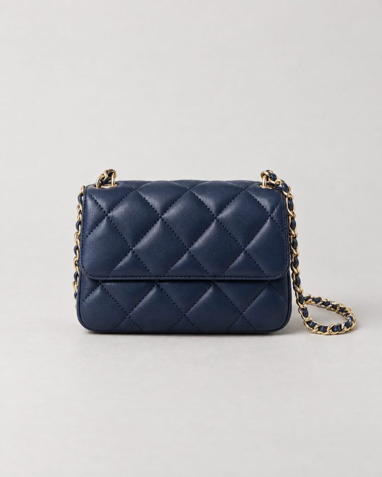 Navy Quilted Mini Bag