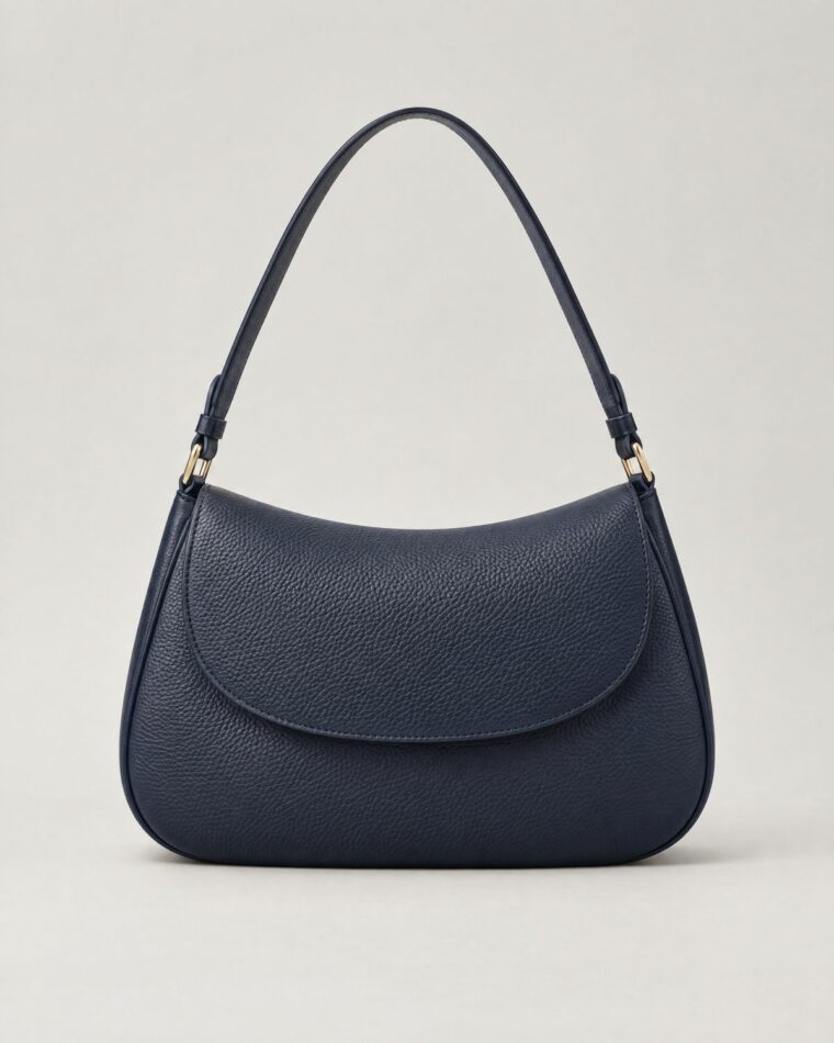 Navy Leather Shoulder Bag