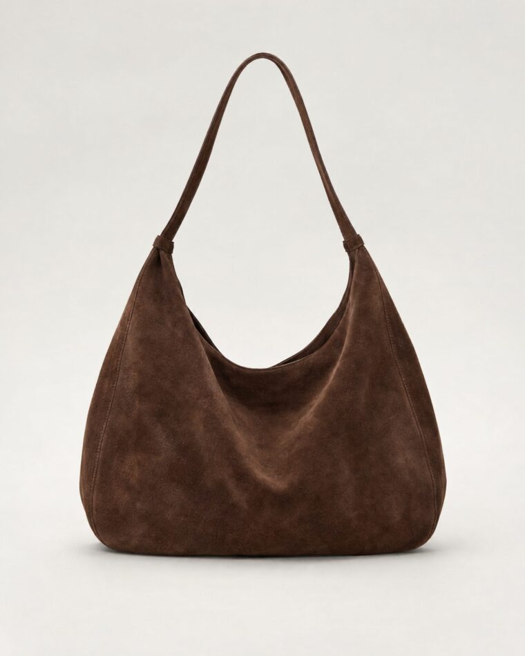 Chocolate Suede Shoulder Bag